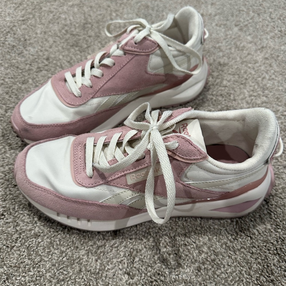 Reebok Pink and White Retro-Inspired Sneakers